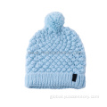 Hand Knitted Beanie Hats Fashioned Acrylic Pom pom Beanie with Fleece lining Manufactory